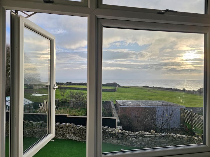 Seaside view from window